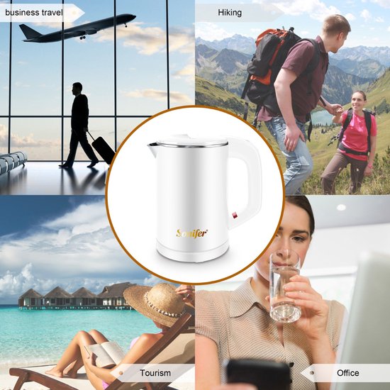 Topshop Waterkoker - Mini waterkoker - Reis Waterkoker - Hotel Essential - 0.6L - RVS - 800W