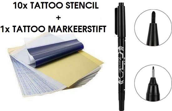 10x TATTOO CARBON STENCIL PAPIER + 1x MARKEERSTIFT TRANSFER PAPIER CARBONPAPIER.