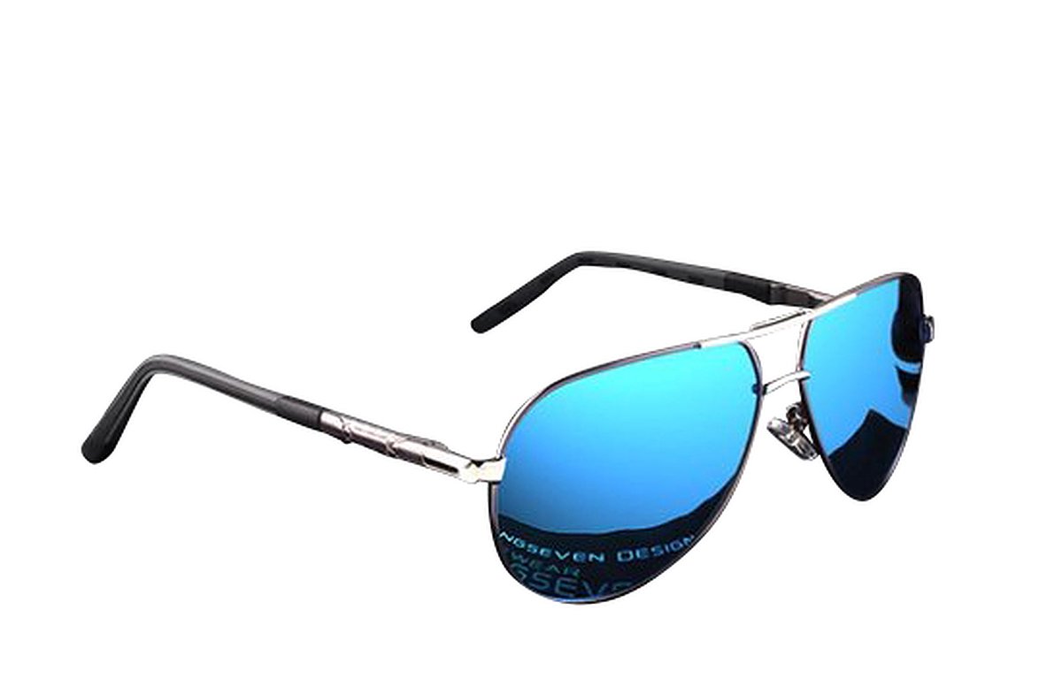 MIRO | KingSeven Zonnebril Heren - Blauw/Zwart - Zonnebril - Bril met Polariserende glazen - Pilotenbril - polarisatie filter UV400