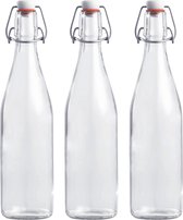 3x Flacons à couvercle basculant 500ml - Hermétique - Transparent - Flacon Weck / Flacon conservateur / Flacon décoration / Flacon à bouchon basculant