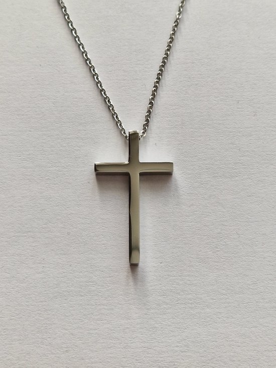 SALE - UITVERKOOP - Damesketting – Vrouwenketting – Staal – Zilverkleurig – Geloof - Kruis - Moederdag - Cadeau voor haar