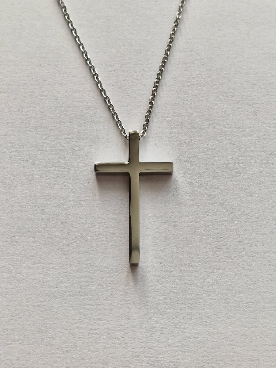 JewelryWe Sieraad van roestvrij staal Egyptisch symbool Anch o. Ankh kruis hanger met 50 cm ketting, halsketting voor heren en dames, zilver goud, 6 cm, Roestvrij staal, Edelsteen