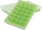 Intirilife 2x ijsblokjesvormpjes in GROEN - Set van 2 met elk 24 vakjes Siliconen ijsblokjesvormpjes met deksel - Flexibele ijsblokjesvorm Afsluitbaar voor ijs, babyvoeding en meer
