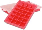 Intirilife 2x ijsblokjesvormpjes in RED - Set van 2 met elk 24 vakjes Siliconen ijsblokjesvormpjes met deksel - Flexibele ijsblokjesvorm Afsluitbaar voor ijs, babyvoeding en meer
