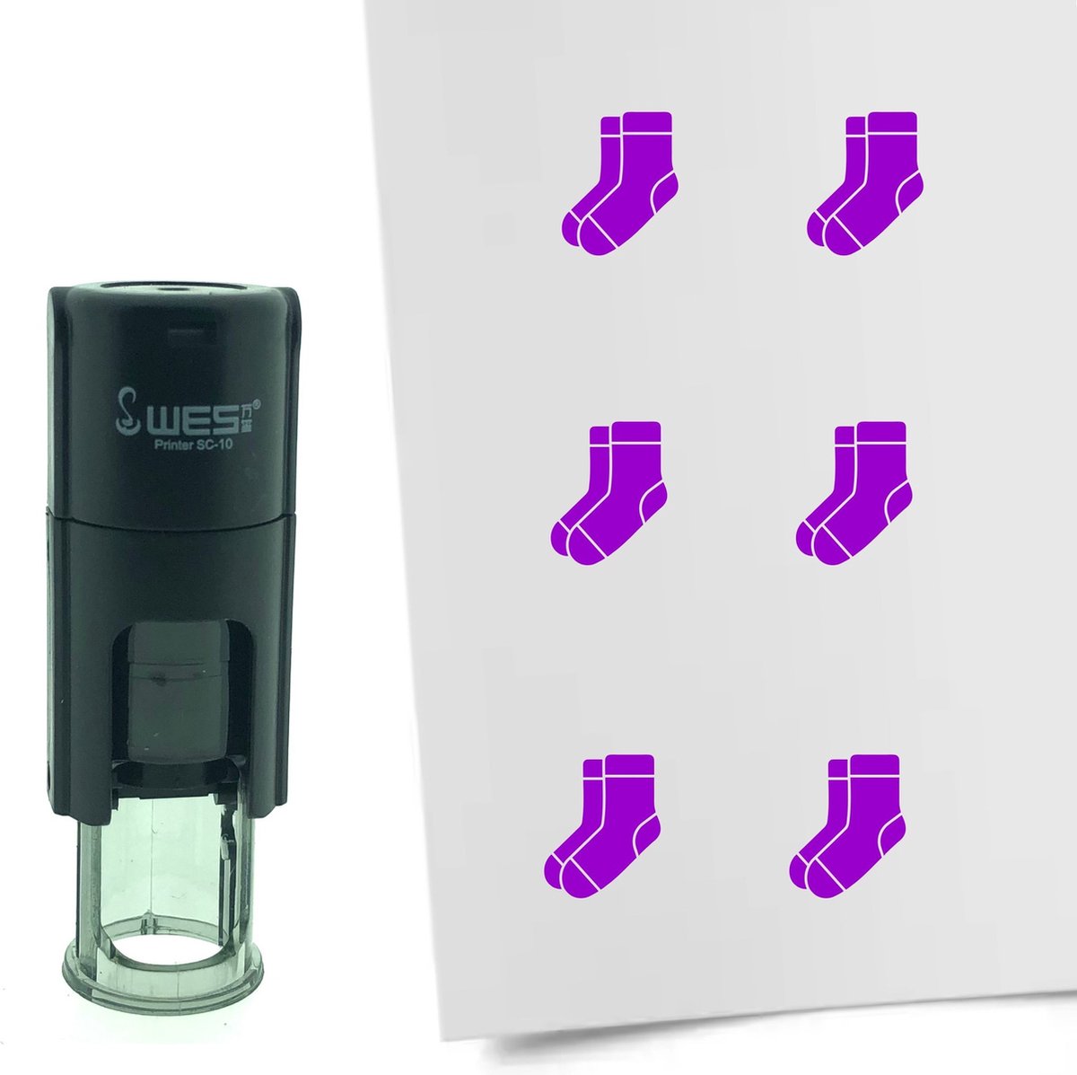 CombiCraft Stempel Sok 10mm rond - Paarse inkt