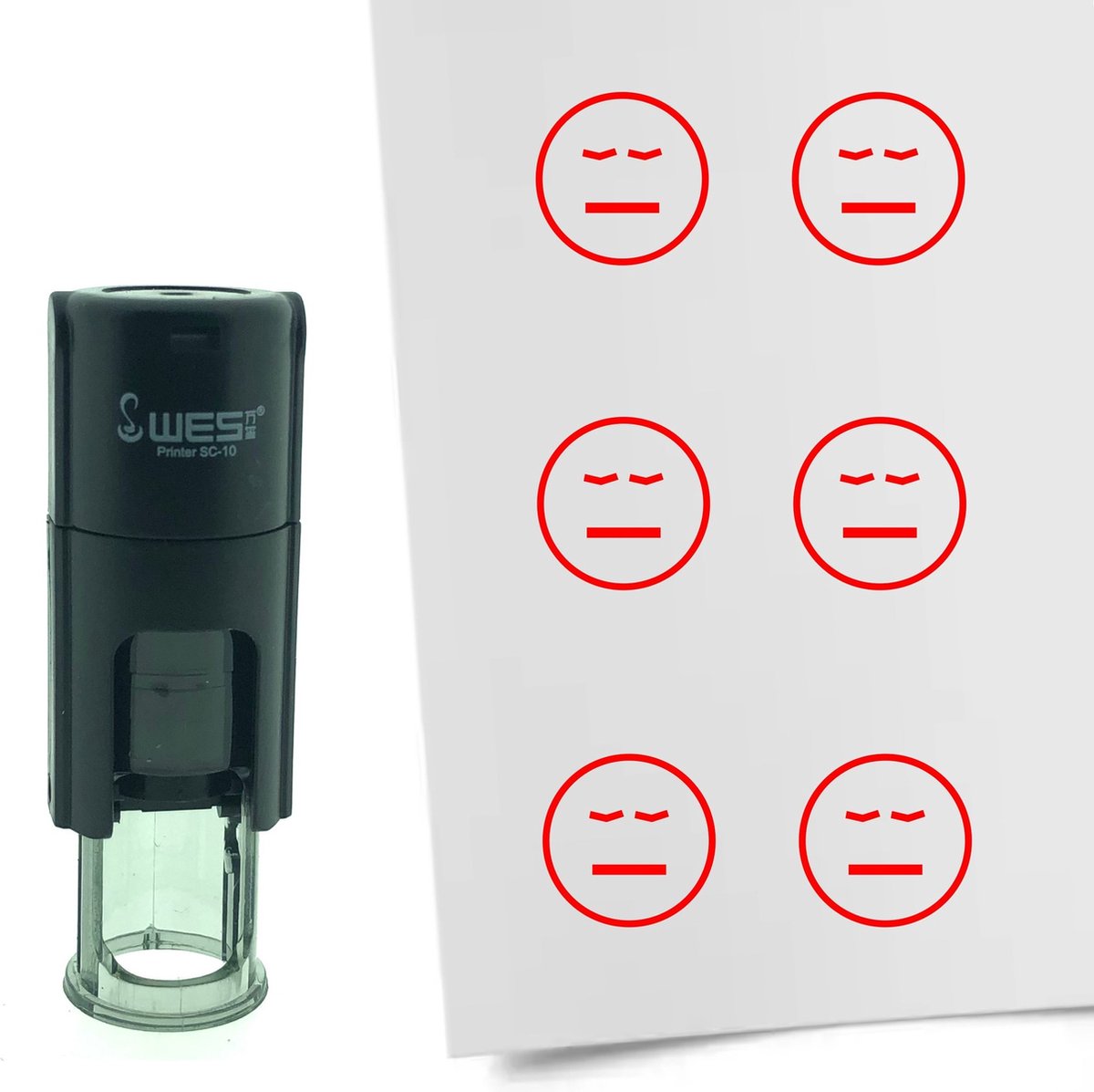 CombiCraft Stempel Smiley niet aanwezig 10mm rond - Rode inkt