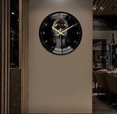 Luxaliving - Moderne wandklok zwart met gouden wijzers - Design Wandklok - 30CM - Moderne wandklok glas - Moderne wandklok stil uurwerk