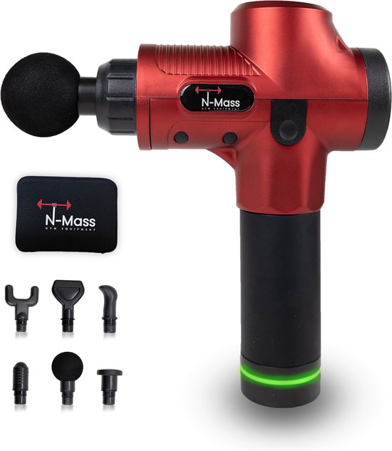 N Mass Massage Gun Professioneel Rood met 6 Opzetstukken