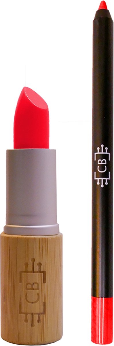 Cosm.Ethics Bar kerst cadeau Duurzame veganistische bamboe lipstick en lip potlood set - roze