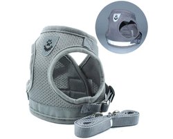 Hondentuig Maat S- Honden harnas - Uitlaten - Reflecterend - Hondenaccesoires - Buiten - Kleine honden - Pomeriaan - Chihuahua - Wandelen - Grijs