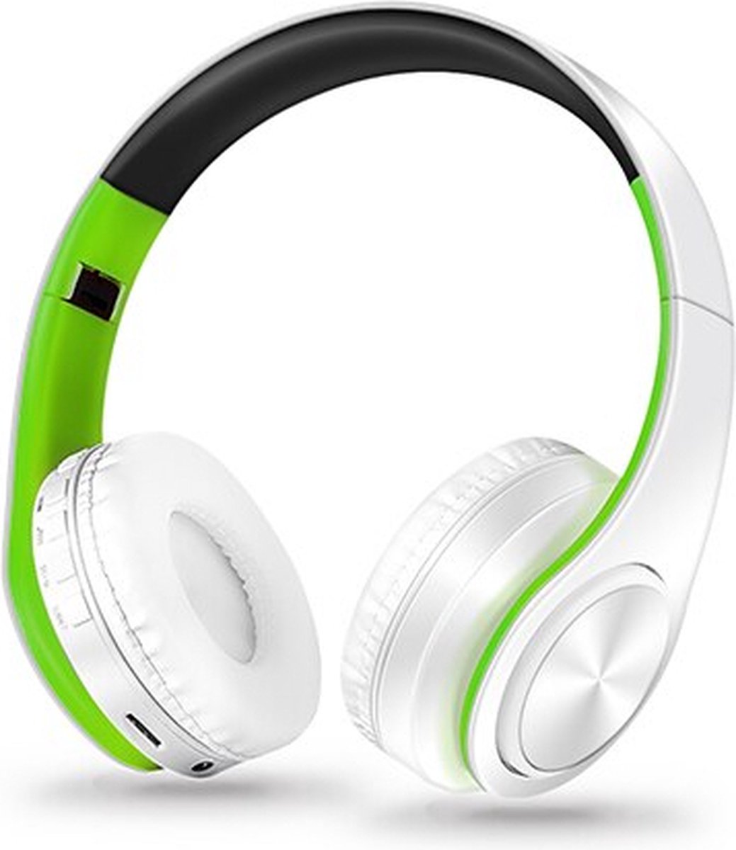 InHarmony® - Koptelefoon - Headset - Groen Wit - Active Noise Cancelling Koptelefoon - Over-Ear - Micro-USB - Draadloos - Headphone - Bluetooth - Hybrid ANC tot 86dB - Handsfree bellen - Geschikt voor Apple & Android - 40mm luidspreker