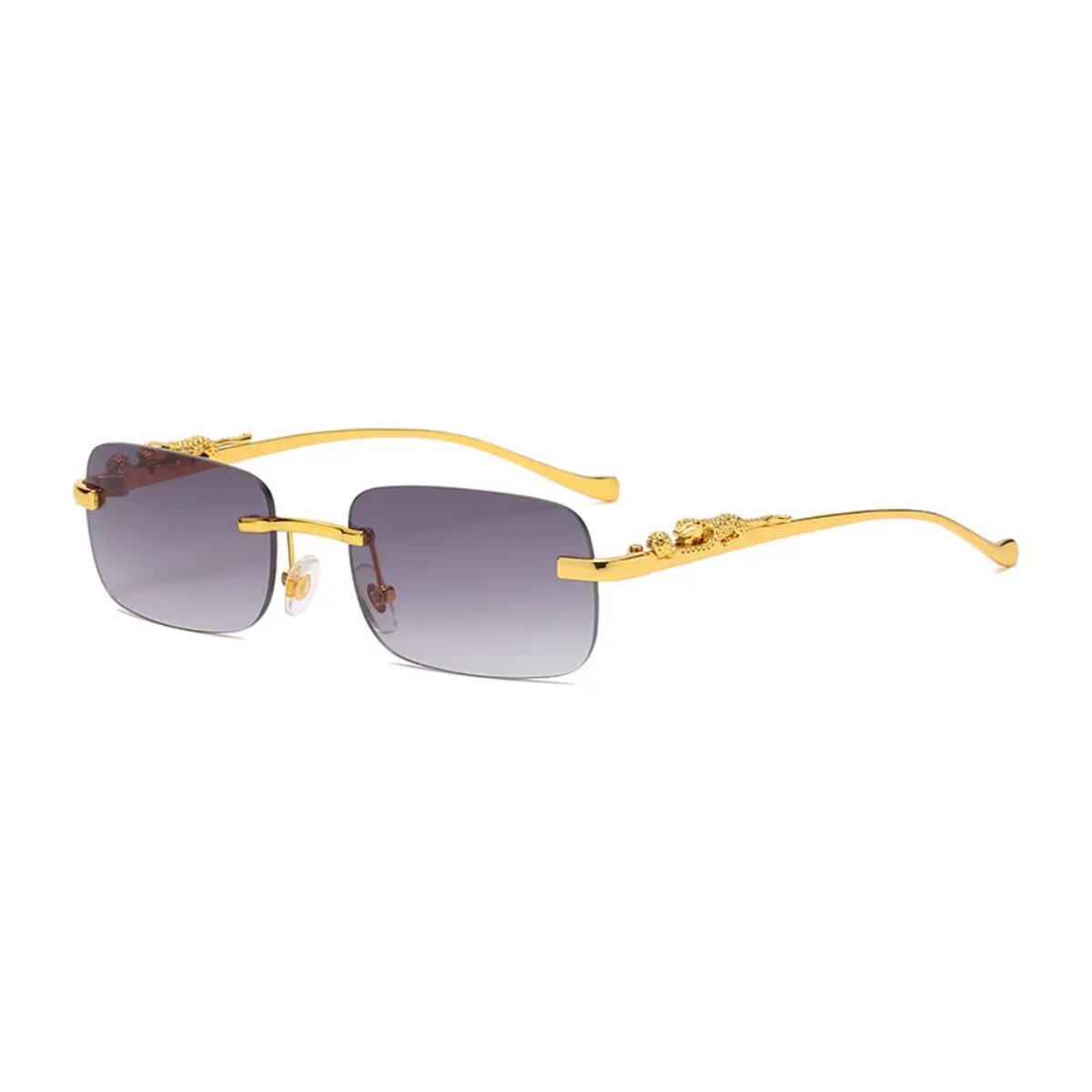 Gouden luipaard bril zonder sterkte - goud/ocean - randloos/zonnebril /UV400/rechthoekig/Jacques-cartier-leopard