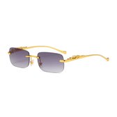 Gouden bril zonder sterkte - goud/ocean - randloos/zonnebril /UV400/rechthoekig