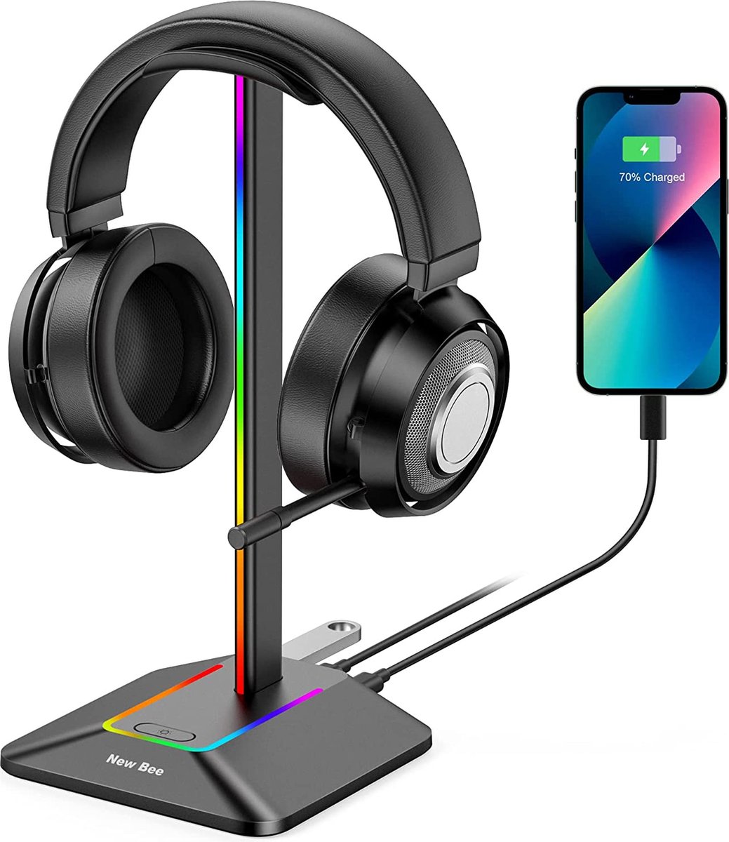 Boks new bee headset stand koptelefoon houder met usb type c port