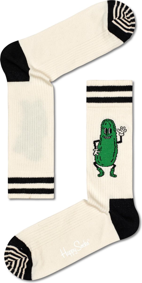 Happy Socks Pickles Sock - unisex sokken - wit - Unisex - Maat: 36 - 40