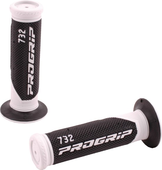 Paire De Poignées De Scooter Progrip Modèle 732 - Double Densité - 125 Mm - Couleur Vert Fluo/Noir
