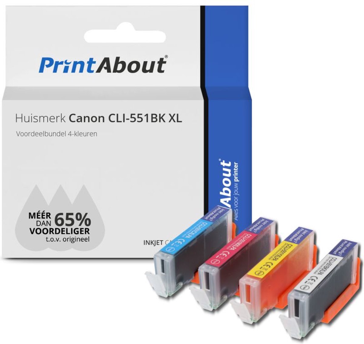 PrintAbout - Inktcartridge / Alternatief voor de Canon CLI-551BK XL / 4 Kleuren