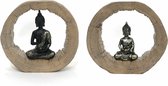 Decoratieve figuren DKD Home Decor Natuurlijk Zwart Boeddha Hars (20,5 x 6 x 18,5 cm) (2 Stuks)