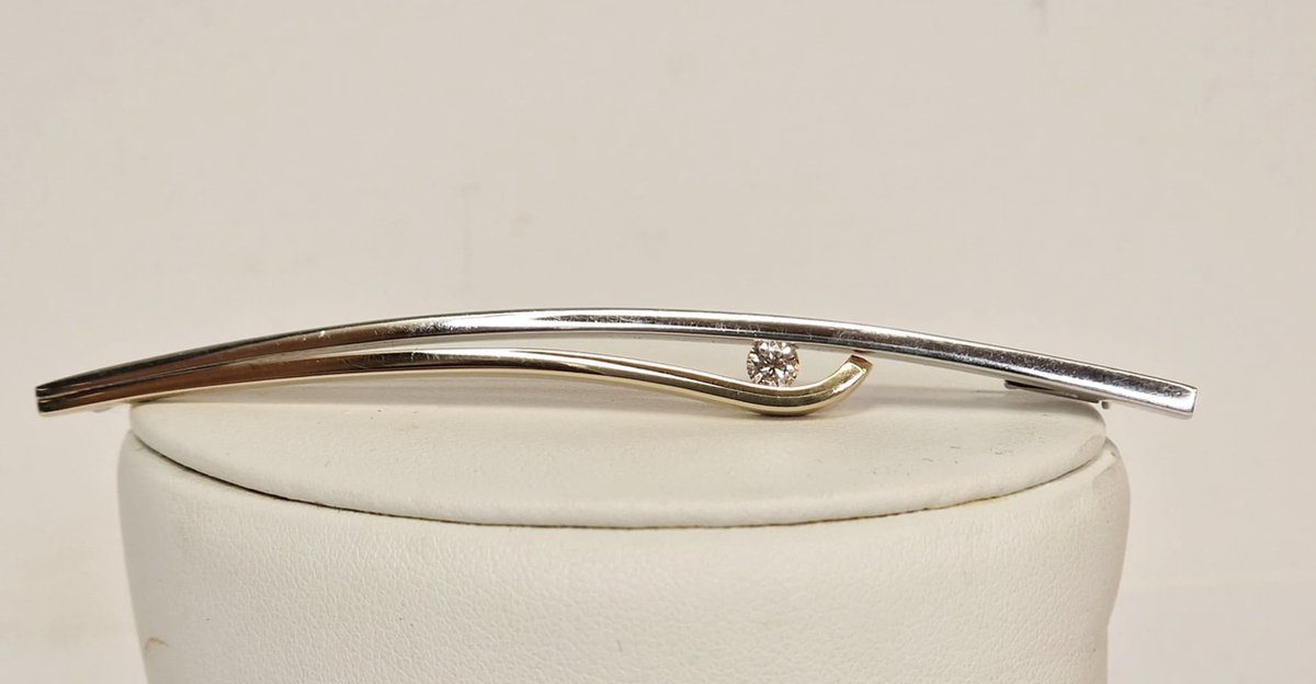 Broche - Le Chic - SJB10 - geel/witgoud - 14 karaat - diamant - uitverkoop Juwelier Verlinden St. Hubert - van €1340,= voor €1099,=