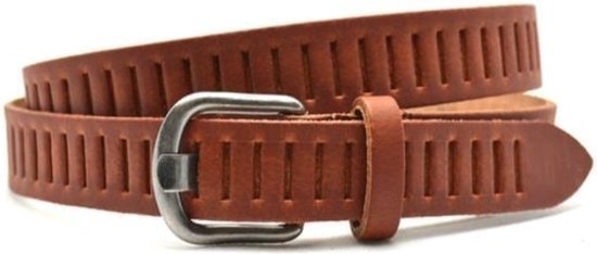 Leren gleufjes riem cognac - 100% leer - maat 115 - totale lengte 130