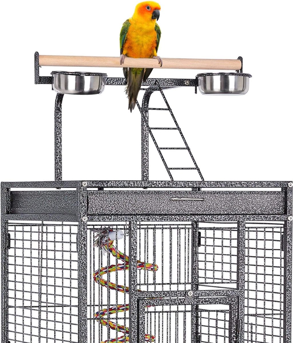 Papa Simba Vogelkooi, vogelvolière, vogelhuis voor papegaaien 65,5 x 65,5 x 156 cm, zwart , HMTM-BC-10013-Black thumbnail 8