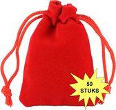 Fako Bijoux® - Fluweel Cadeau Zakjes - Velours - 7x9cm - Rood - 50 Stuks