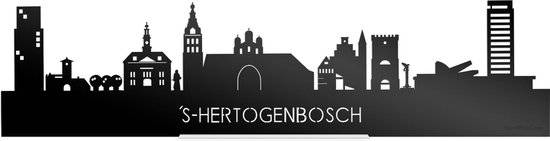Standing Skyline 's-Hertogenbosch Zwart Glanzend - 60 cm - Woondecoratie design - Decoratie om neer te zetten en om op te hangen - Meer steden beschikbaar - Cadeau voor hem - Cadeau voor haar - Jubileum - Verjaardag - Housewarming - Interieur -