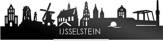 Standing Skyline IJsselstein Zwart Glanzend - 40 cm - Woon decoratie om neer te zetten en om op te hangen - Meer steden beschikbaar - Cadeau voor hem - Cadeau voor haar - Jubileum - Verjaardag - Housewarming - Aandenken aan stad - WoodWideCities