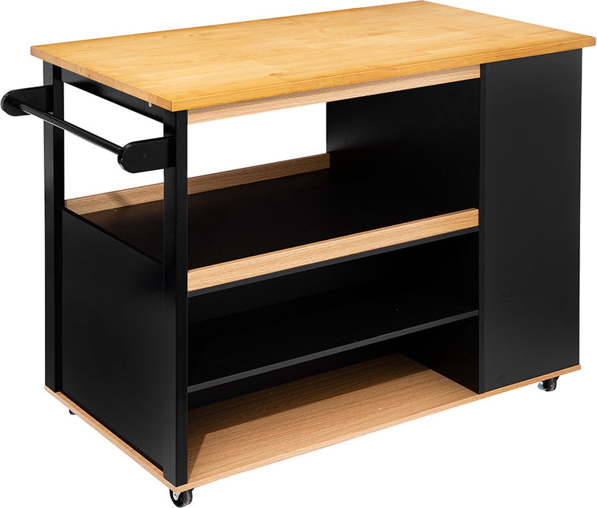 Five® Luxe keukeneiland op wielen - Zwart - Decoratief