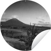 Tuincirkel Indonesië - Rijstveld - Zwart - Wit - 150x150 cm - Ronde Tuinposter - Buiten