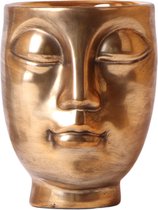 Home des colibris | Cache-pot Face à face - Pot décoratif en céramique dorée - taille du pot ò12cm