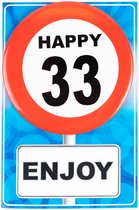 Happy age kaart 33 jaar (wenskaart met button)