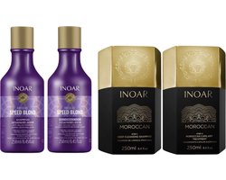 Inoar Moroccan Keratine Kit 250 ML Met Speed Blond Shampoo & Conditioner 500 ML