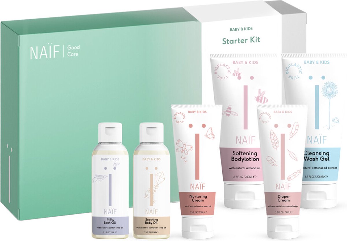 Naïf Starter Kit – Set Neonato 6 Pezzi Vegani, Idratazione Naturale Made In Holland