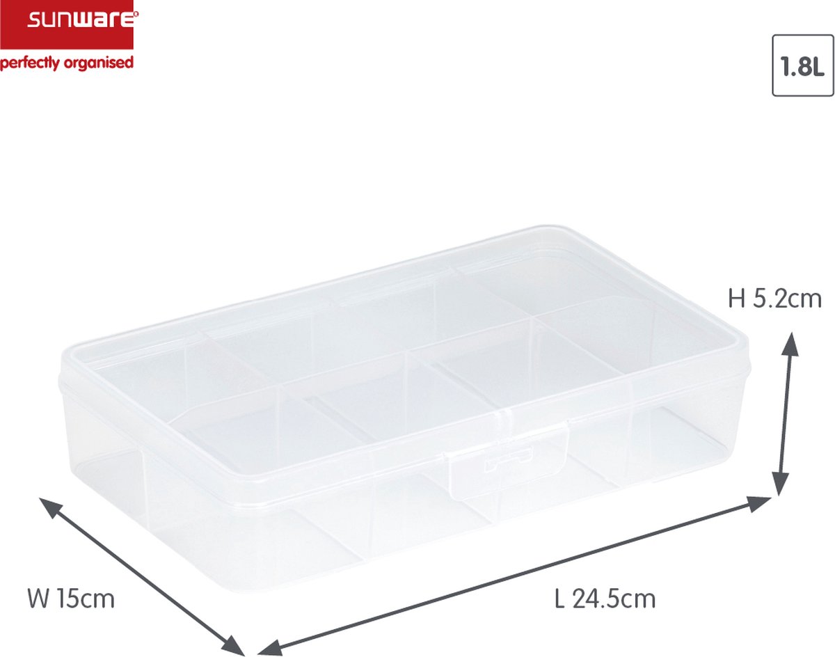 Q-line opbergdoos 8 vaks transparant