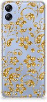 Telefoonhoesje Geschikt voor Samsung Galaxy A04e Back Cover Siliconen Hoesje Gouden Bloemen