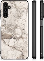 GSM Hoesje Geschikt voor Samsung Galaxy A14 5G Hoesje Bumper met Zwarte rand Marmer Beige