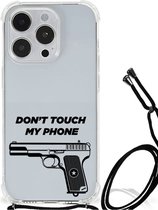 Cover Case Geschikt voor iPhone 14 Pro Telefoonhoesje met doorzichtige rand Pistol Don't Touch My Phone