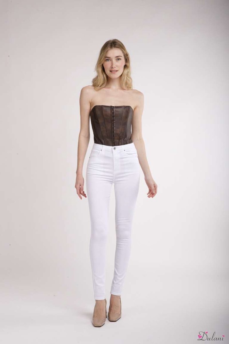 Broek Toxik3 hoge taille skinny L185 wit