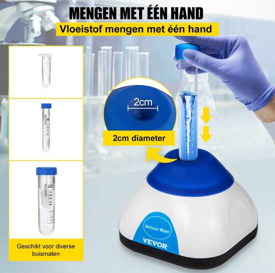 Bolture Vortex Mixer - Laboratorium Mixer - Nagellak Mixer - Verf Mixer - Paint Shaker - 3000RPM - Blauw/Grijs van Bolture — afbeelding 3