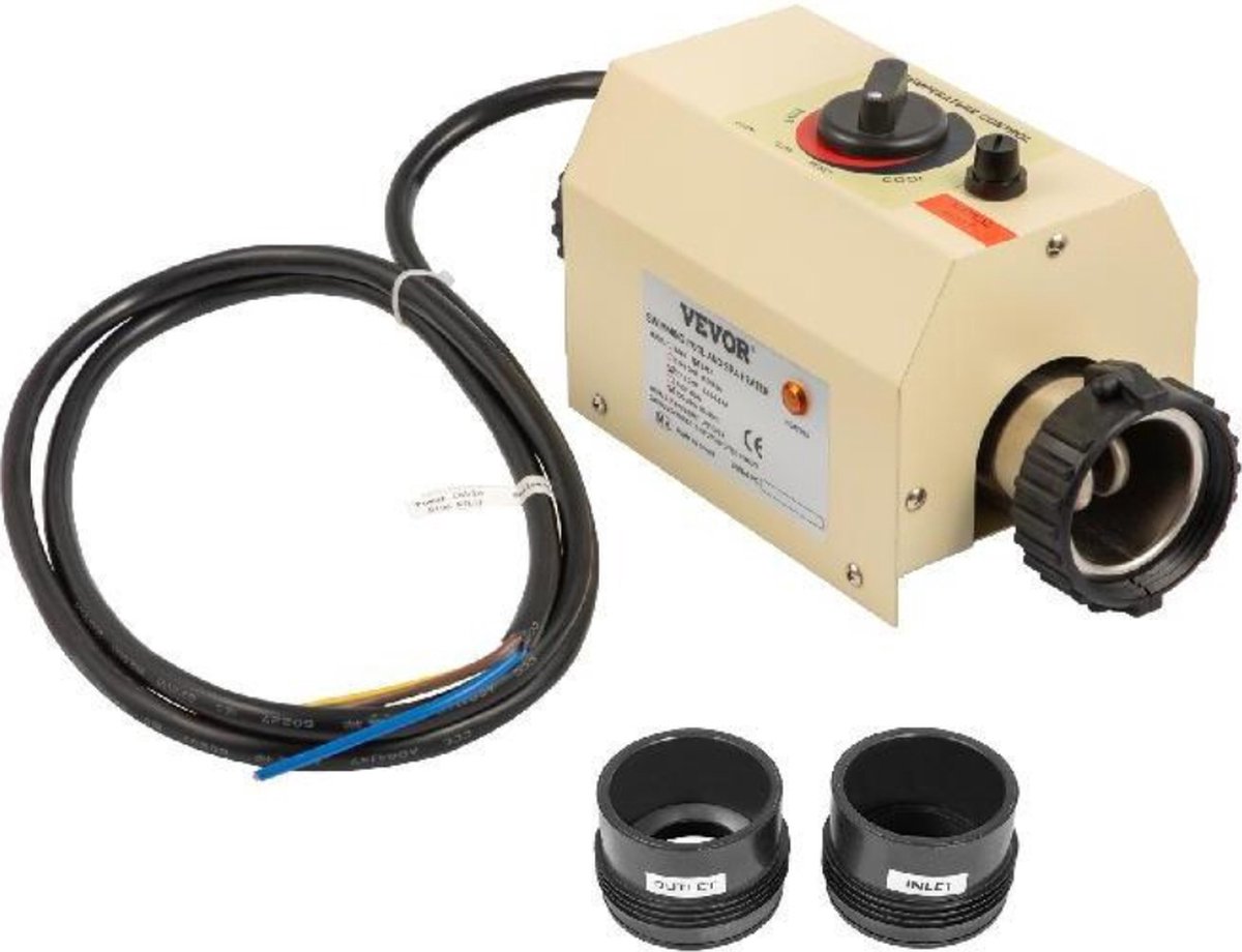 Bolture Pool Heater - Zwembad Verwarming Electrisch - Warmtepomp - Badkachel - Elektrische Boiler - 2KW 50mm