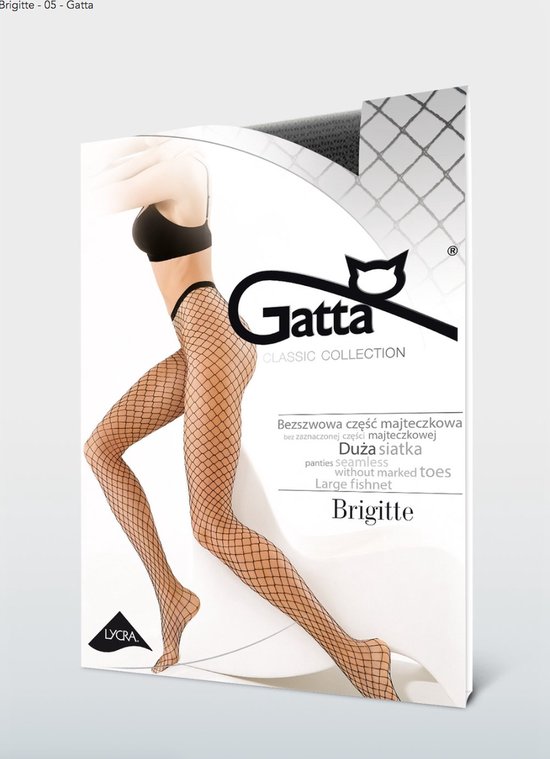 Gatta Brigitte kwaliteit visnet panty met grote mazen,20DEN, donkergrijs (grafit) , maat XS/S (1/2)