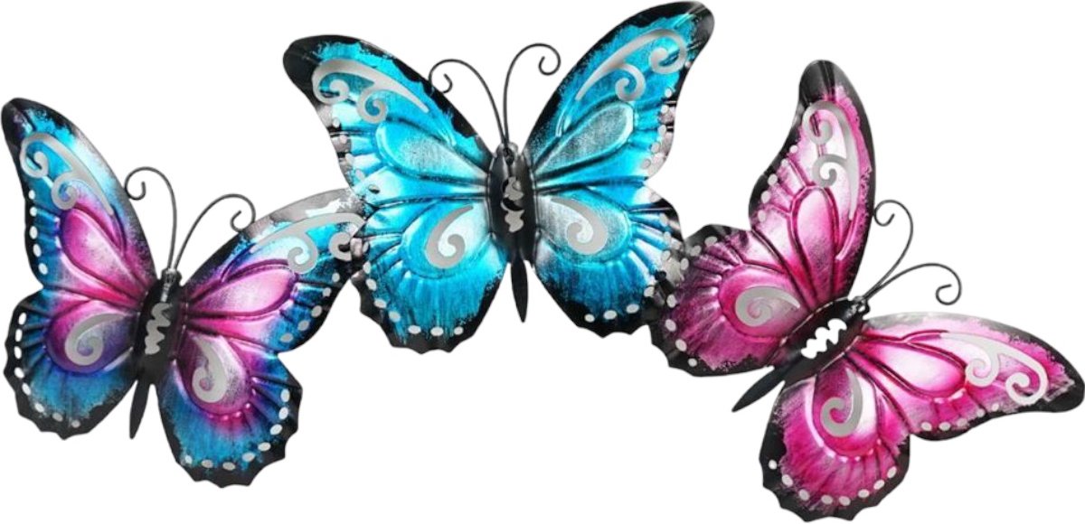 Metalen Vlinders - 60 x 28 x 2.5 cm - Wanddecoratie - Tuindecoratie