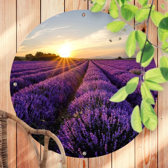 Ronde Tuinposter Lavendel Bloemenveld