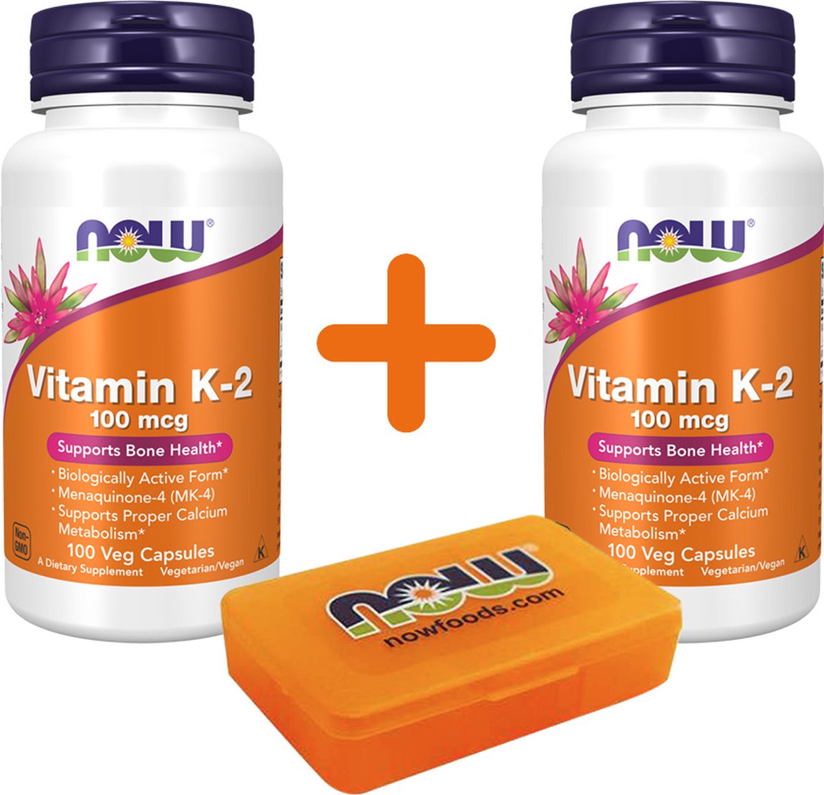 NOW Foods - Vitamine K-2 100mg - 200 capsules - met pill box