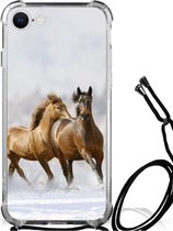 GSM Hoesje Geschikt voor iPhone SE 2022 | 2020 | 8 | 7 Bumper Hoesje met transparante rand Paarden