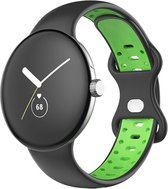 Bandje Geschikt voor Google Pixel Watch Tweekleurig Siliconen – Zwart/Groen