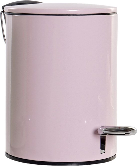 Metalen vuilnisbak/pedaalemmer roze 3 liter 23 cm - Afvalemmers - Kleine prullenbakken