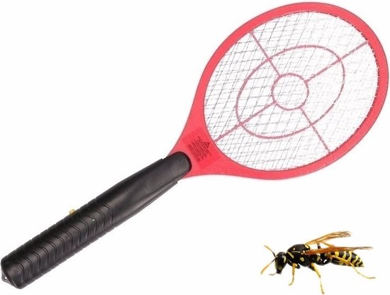Elektrische wespenmeppe/vliegenmepper - 1x - kunststof - op batterijen - tegen insecten