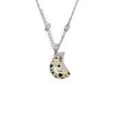 Bixorp Gems Dalmatiër Jaspis Halve Maan Ketting - Zilverkleurig - Edelsteen Hanger